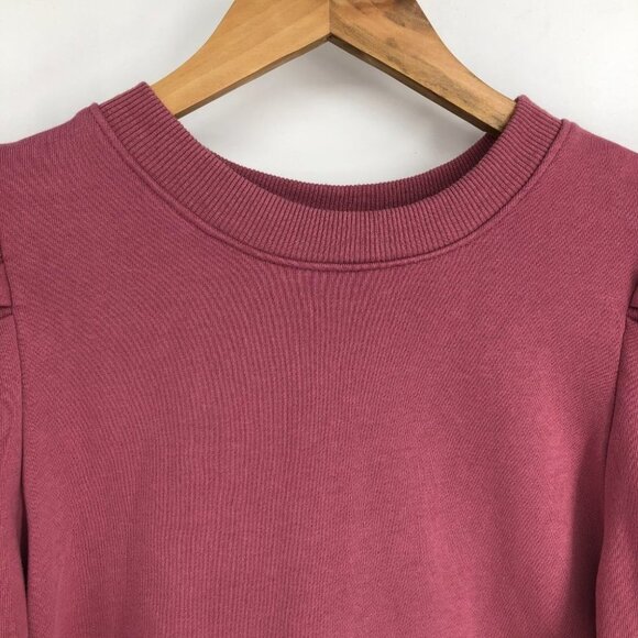 Anthropologie Maeve Pink Layered Long Puff Sleeve Tunic Sweatshirt Size M - Picture 12 of 16